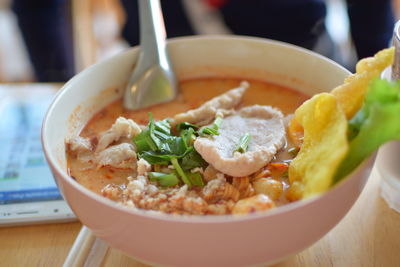 Close-up of meal served in bowl