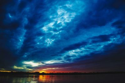 Scenic view of dramatic sky over sea