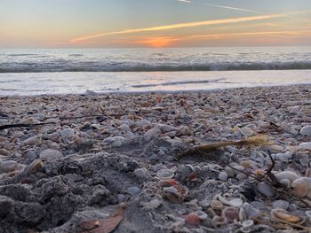 Scenic view of sea during sunset