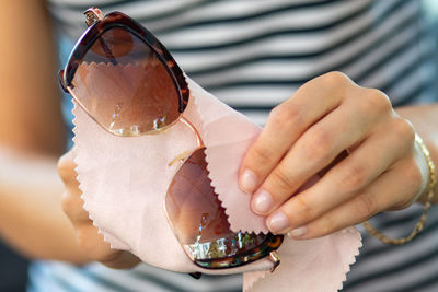 Close-up of woman holding ice cream