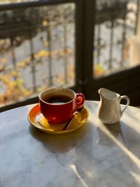Coffee cup on table