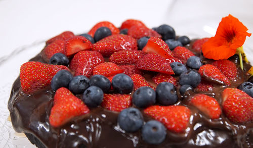 Close-up of berries on dessert