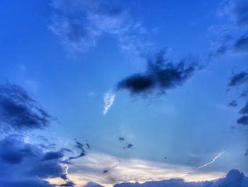 Low angle view of sky at sunset