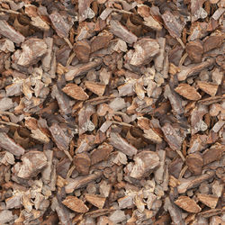 Seamless texture of pieces of pine bark. background from pine chips close-up.