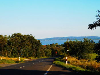 Empty country road along trees