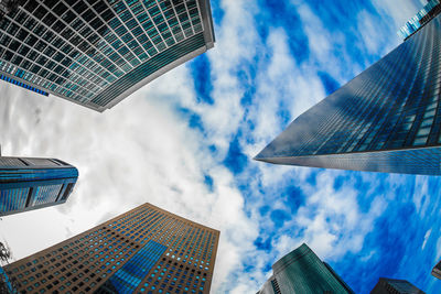 Low angle view of modern building against sky