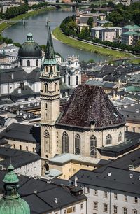 High angle view of town