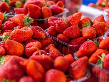 Close-up of strawberries in market