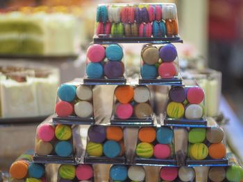 Close-up of multi colored candies for sale