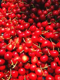 Full frame shot of cherries in market