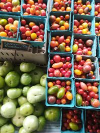 High angle view of fruits for sale in market