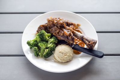 High angle view of meal served in plate