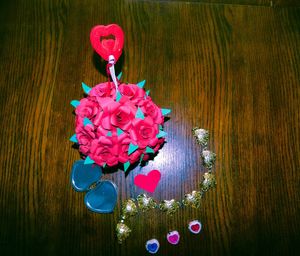 Close-up of heart shape on table