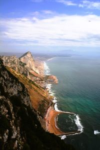 High angle view of sea against sky