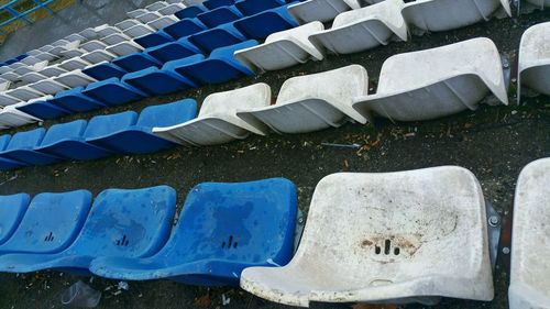 High angle view of seats in stadium