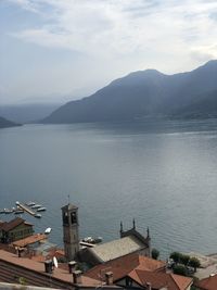 High angle view of lake against sky