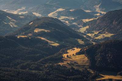 Panoramic view at layers of hills and mountains in the austrian alps near filzmoos, austria.