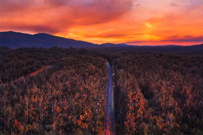 Scenic view of landscape against sky during sunset