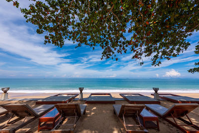 Scenic view of beach against sky