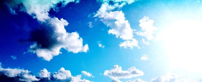 Low angle view of clouds in blue sky