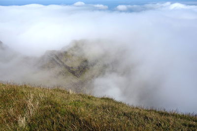 Scenic view of volcanic landscape against sky