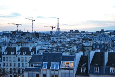 High angle view of buildings in city