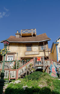 Low angle view of house against clear sky