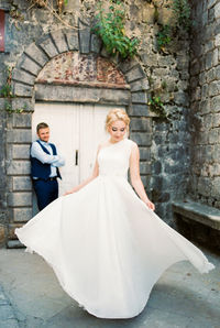 Low angle view of wedding dress