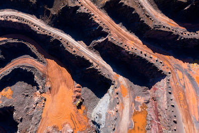 High angle view of rock formations on land