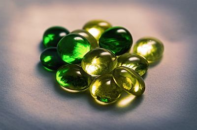 Close-up of green candies on table