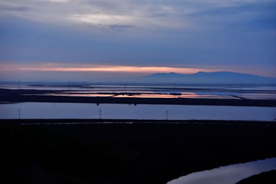 Scenic view of sea against sky at sunset