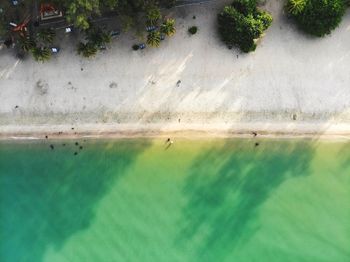 High angle view of swimming pool by lake