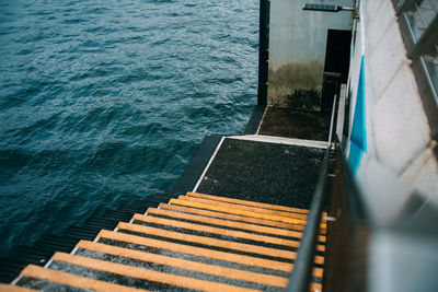 High angle view of the pier on sea.