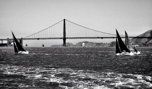 Boat sailing in sea