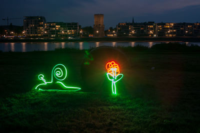 Illuminated city at night