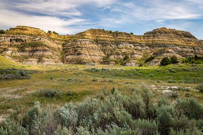 Scenic view of rocks against sky