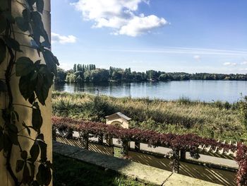 Scenic view of lake against sky