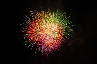 Low angle view of firework display at night