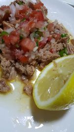 Close-up of meal served in plate