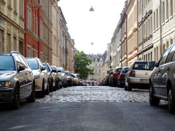 Cars parked on road