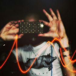 Blurred motion of illuminated lights at night