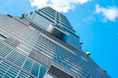 Low angle view of modern building against sky