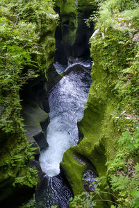 Water flowing through rocks