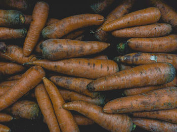 Full frame shot of carrots for sale in market