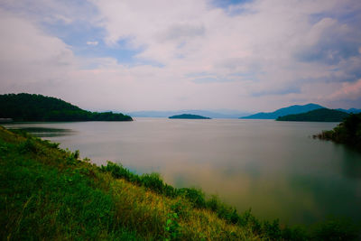 Scenic view of lake against sky