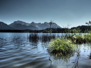 Scenic view of lake against sky