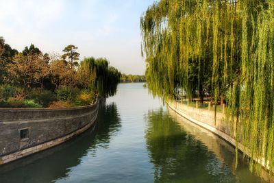 Scenic view of lake against sky