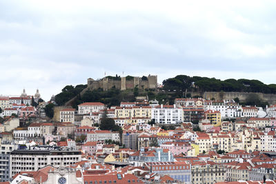 High angle view of townscape against sky