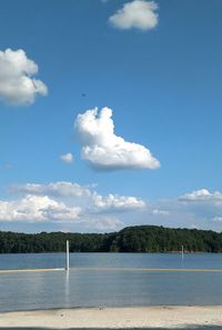 Scenic view of sea against cloudy sky