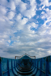 Panoramic view of boat against cloudy sky